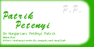 patrik petenyi business card